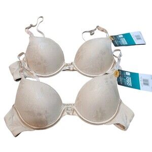 NWT Vanity Fair Extreme Ego Boost Push-Up Underwire Bra Size 34A Beige Lot Of 2